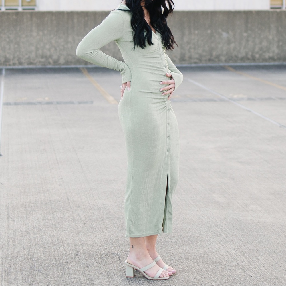 Sage Green Button Down Midi